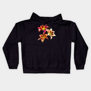 Elegant Trio of Duotone Daylilies Kids Hoodie